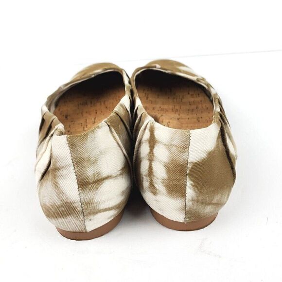 Korks Palmer Pleated Fabric Comfort Ballet Flats Brown White Tie Dye Womens 7 - Picture 5 of 8